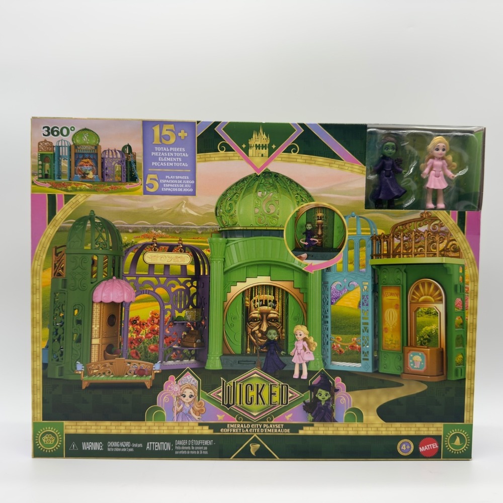 NEW Mattel Wicked Emerald City Playset Glinda Elphaba Movie Doll Set Sealed